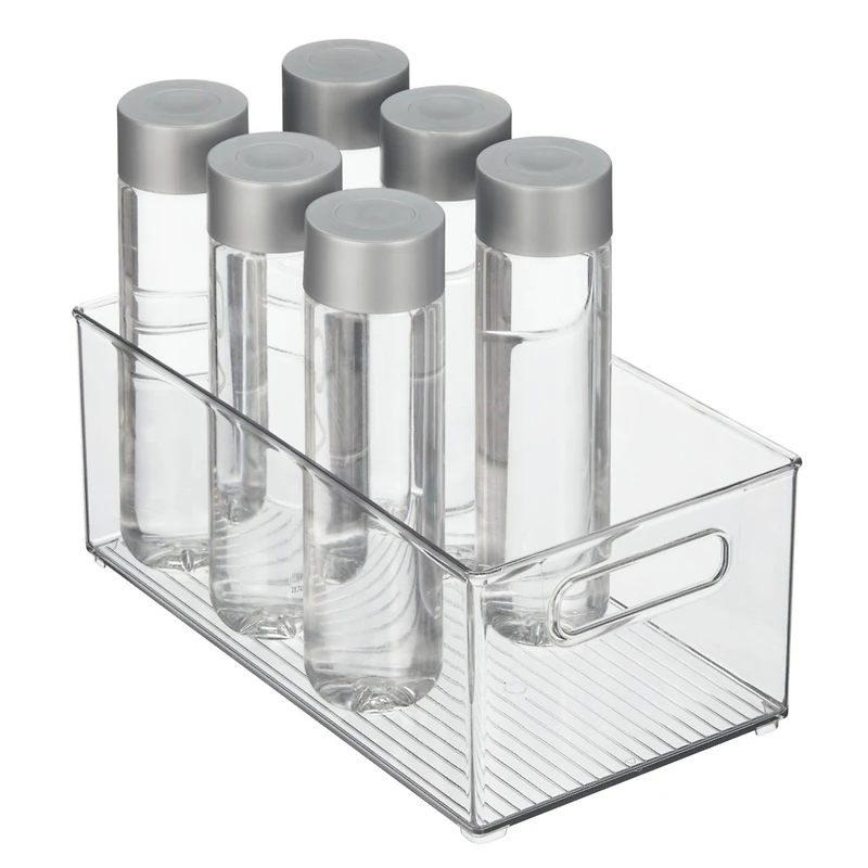 iDesign Plastic Stackable Fridge Bin with Handles, Clear