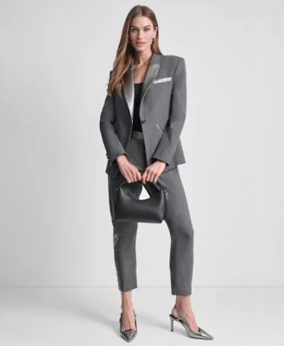 Dkny Womens Notch Collar One Button Tuxedo Jacket Mid Rise Pants