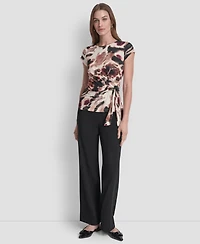 Dkny Women's Short Sleeve Printed Jersey Knit Top