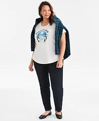 Style & Co Plus Peace On Earth Graphic T-Shirt, Macy's Exclusive