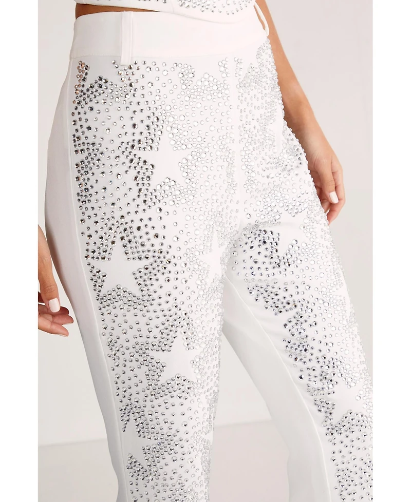 Nasty Gal Women's Star Diamante Tailored Flare Trousers