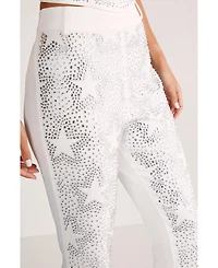 Nasty Gal Women's Star Diamante Tailored Flare Trousers