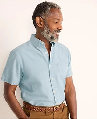 Lands' End Men's Short Sleeve Button Down Chambray Shirt