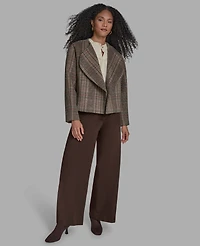 Bcbg Women's Plaid Crop Open Front Jacket