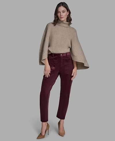 Bcbg Women's Velvet Barrel Mid Rise Dropped Crotch Pants