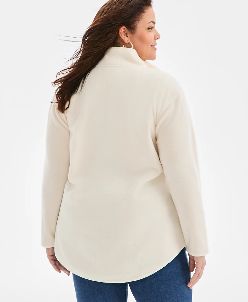 Style & Co Plus Size Quarter-Zip Long-Sleeve Sweater, Created for Macy's