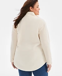Style & Co Plus Size Quarter-Zip Long-Sleeve Sweater, Created for Macy's