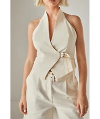 Nasty Gal Women's Twill Buckle V-Neck Halter Neck Vest