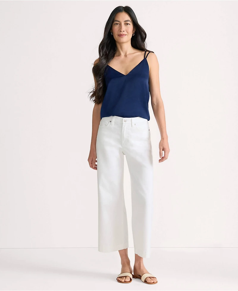 Lands' End Women's Denim High Rise Wide Leg Crop Jeans