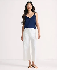 Lands' End Women's Denim High Rise Wide Leg Crop Jeans
