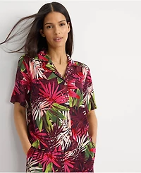Lands' End Women's Rayon Short Sleeve Camp Shirt