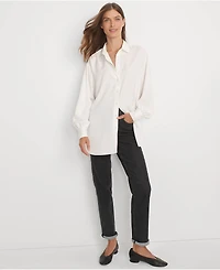 Lands' End Women's Long Sleeve Oversized Satin Buttondown Tunic