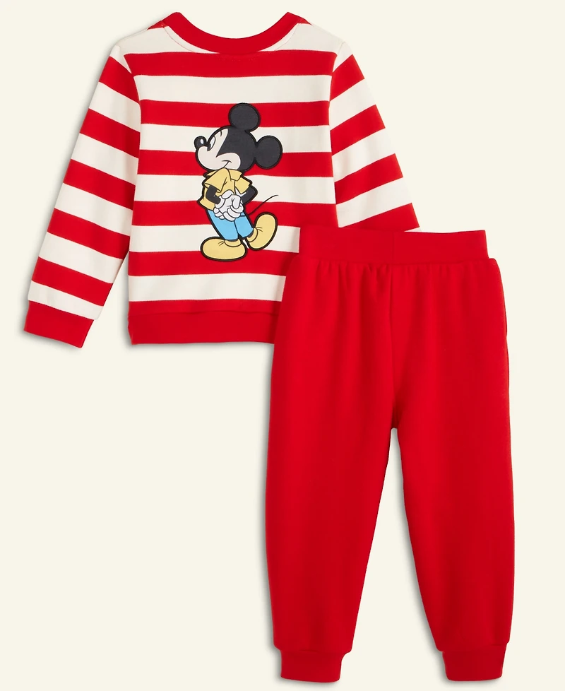 Disney | Macy's Toddlers Mickey Mouse Striped Sweatshirt & Jogger Pant Set, Exclusive
