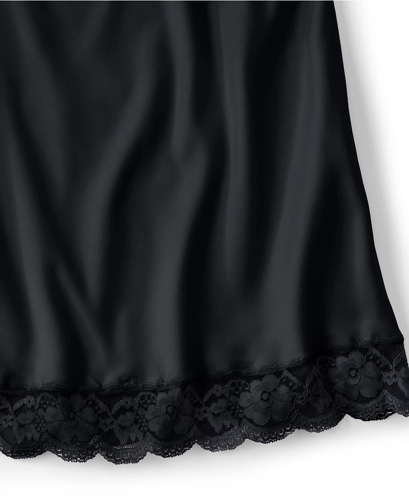 Lands' End Women's Satin Lace Trim Midi Skirt