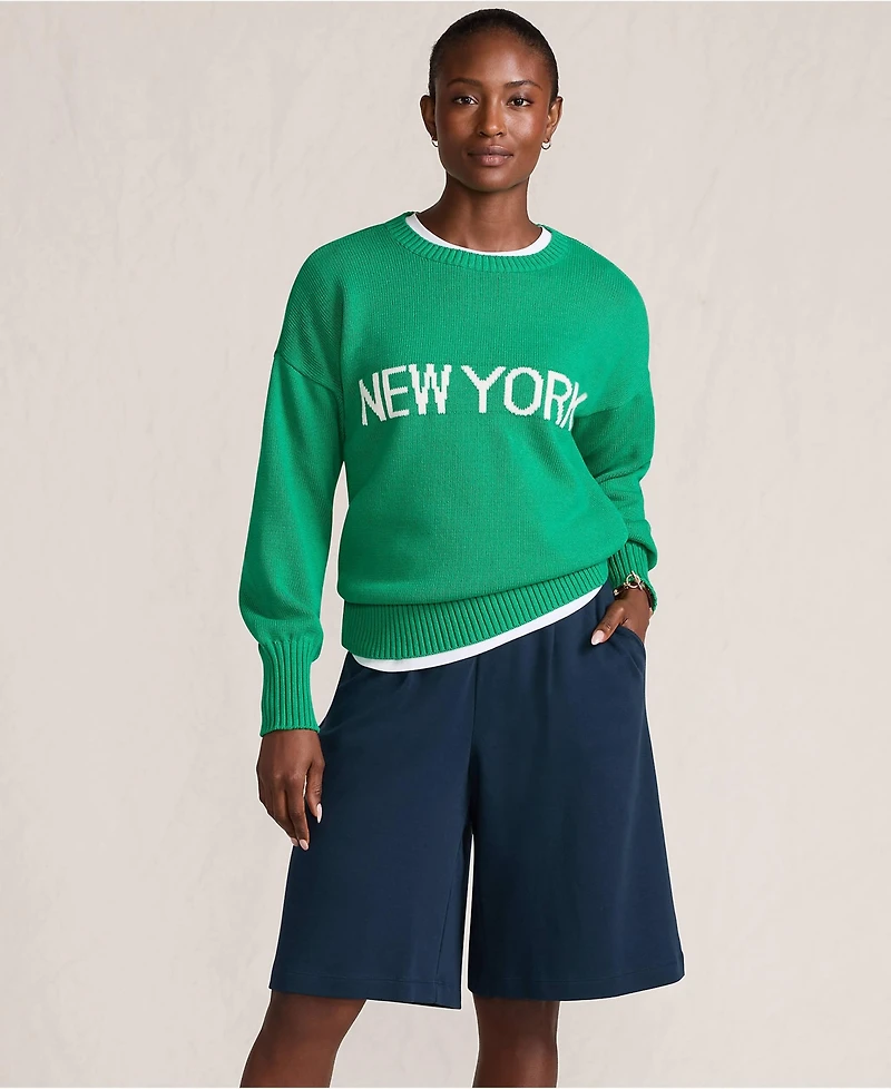 Lands' End Plus Sport Knit High Rise Pleated 12" Bermuda Shorts