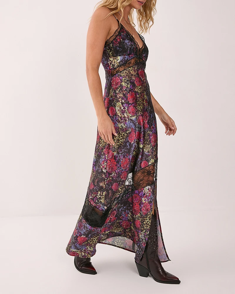 Nasty Gal Women's Satin Lace Maxi Slip Dress