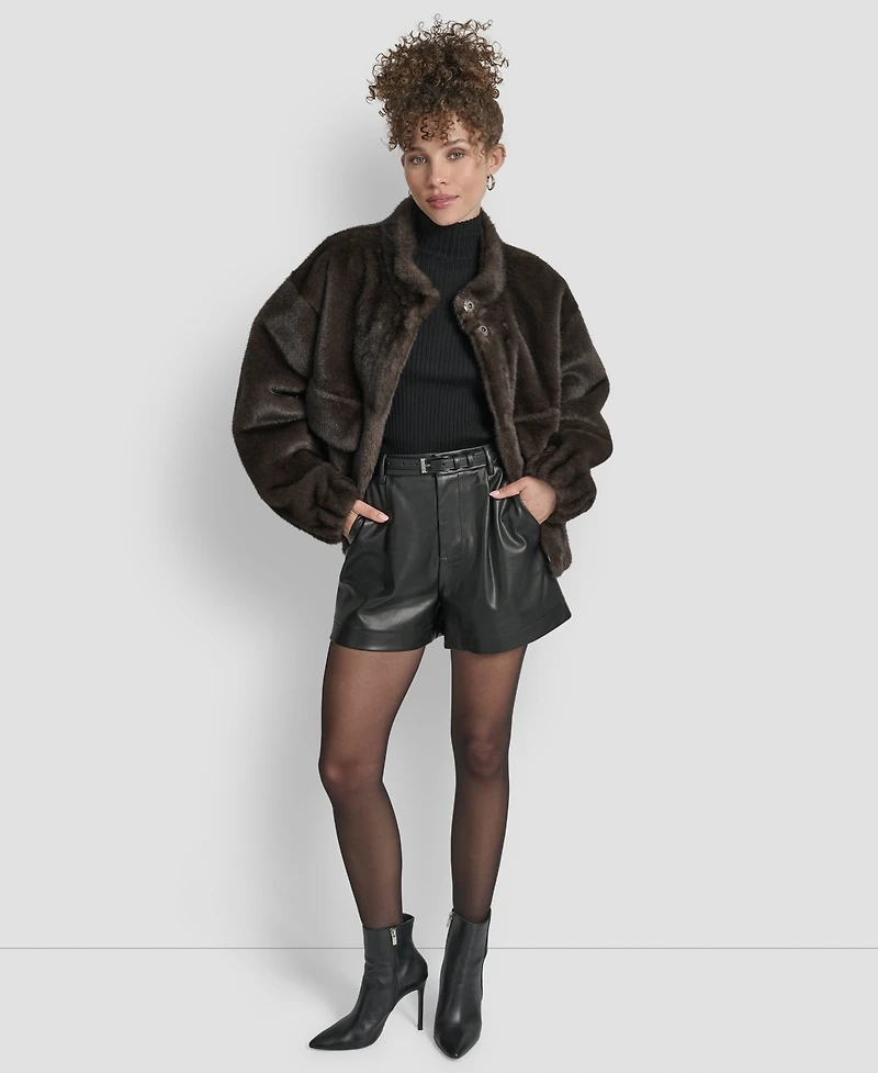 Dkny Women's Collar Neck Bomber Coat