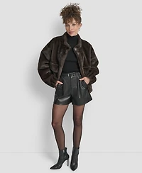 Dkny Women's Collar Neck Bomber Coat