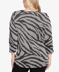 Alfred Dunner Jet Setter Animal Houndstooth Top With Necklace
