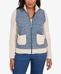 Alfred Dunner Sunset Canyon Sweater Ribbed Quilted Jacket
