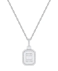 Diamond Baguette & Round Pendant Necklace (1/2 ct. t.w) 14k Yellow or White Gold