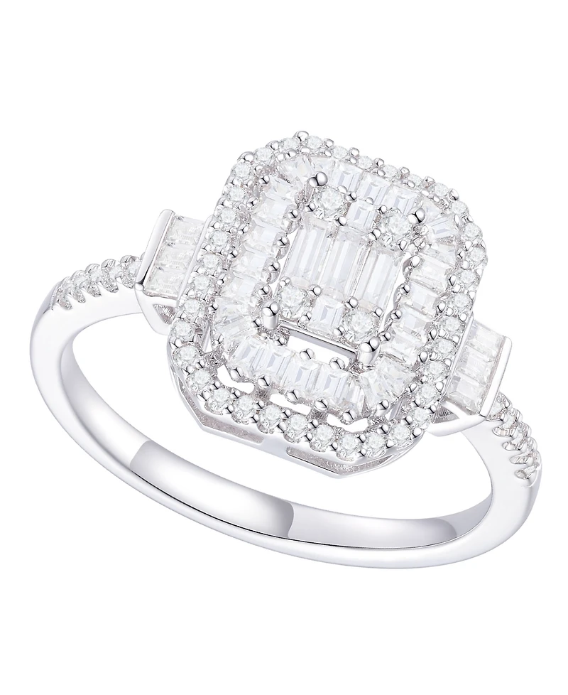 Diamond Baguette & Round Ring (1/2 ct. t.w.) 14k Yellow or White Gold
