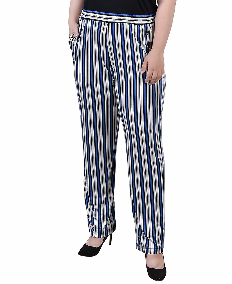 Ny Collection Plus Wide Waist Pull On Pants