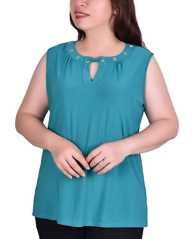 Ny Collection Plus Sleeveless Grommet Top