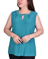 Ny Collection Plus Sleeveless Grommet Top