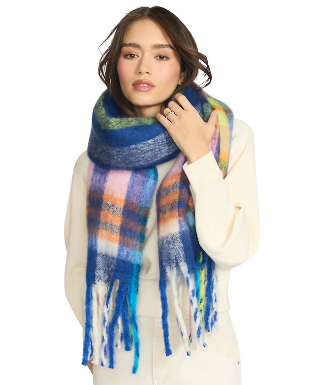 Steve Madden Women's Plaid Blanket Wrap Scarf Arden Fair
