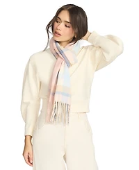 Steve Madden Women's Color Blocked Out Plaid Fringe Scarf