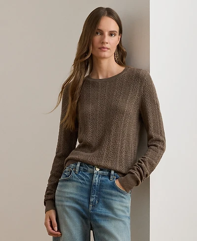 Lauren Ralph Petite Pointelle-Knit Slim Fit Sweater
