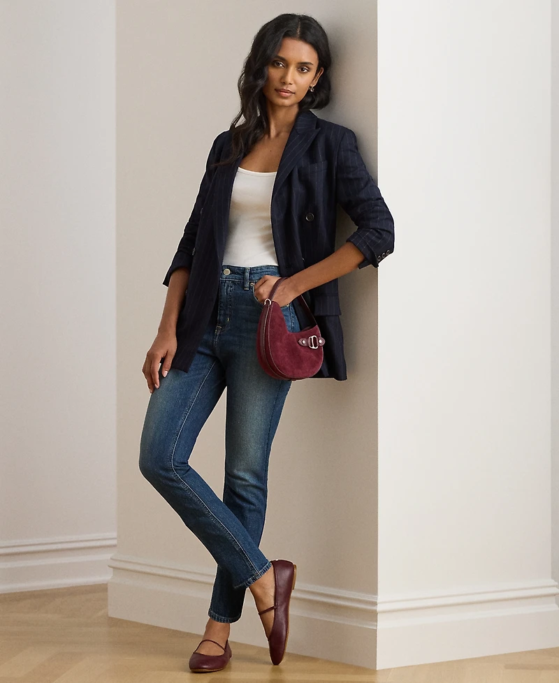 Lauren Ralph Petite High Rise Straight Ankle Jeans
