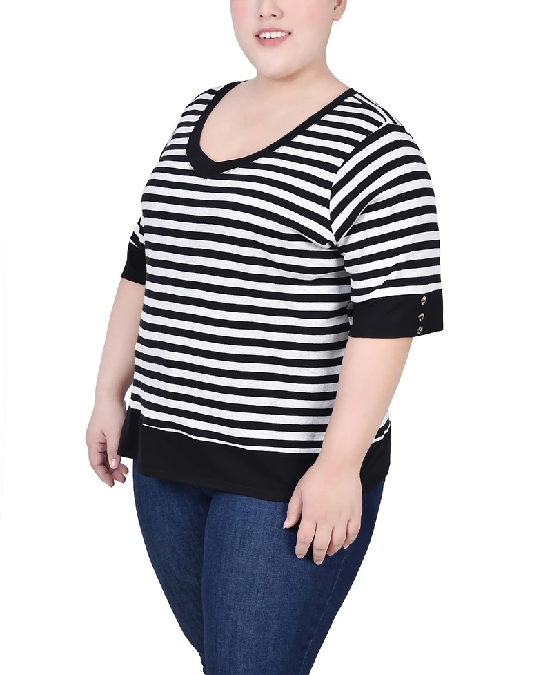 Ny Collection Plus Elbow Sleeve Top
