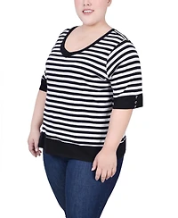 Ny Collection Plus Elbow Sleeve Top
