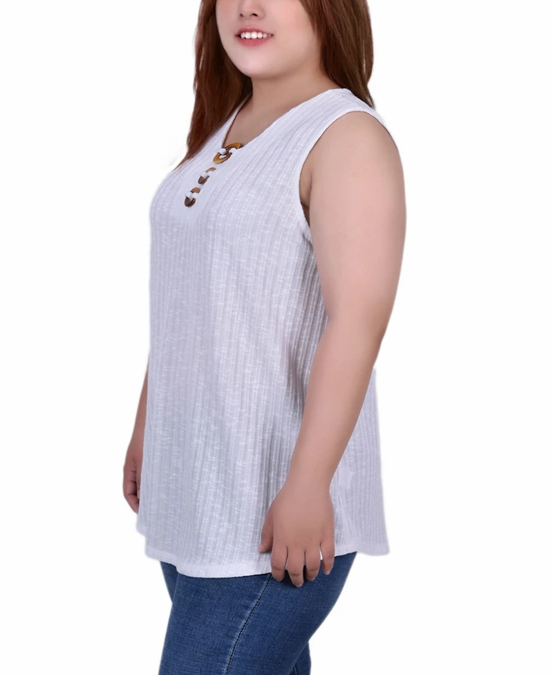 Ny Collection Plus Sleeveless Rib Top
