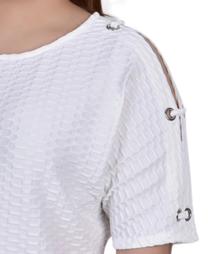 Ny Collection Plus Honeycomb Open Shoulder Tunic