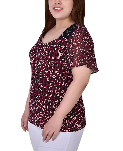 Ny Collection Plus Short Flutter Sleeve Top
