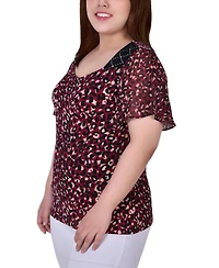Ny Collection Plus Short Flutter Sleeve Top