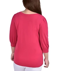Ny Collection Plus 3/4 Sleeve Stone Detail Top