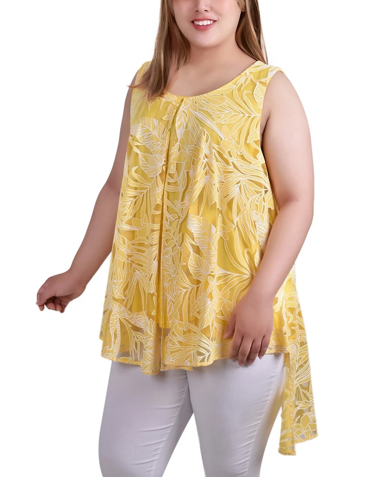 Ny Collection Plus Sleeveless Hi Lo Burnout Tunic