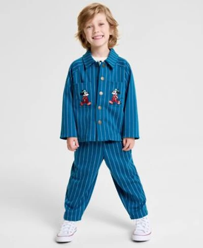 Disney Macys Boys 2t 7 Disney Mickey Mouse Pinstripe Shirt Jacket Pinstripe Jogger Pants Macys Exclusive