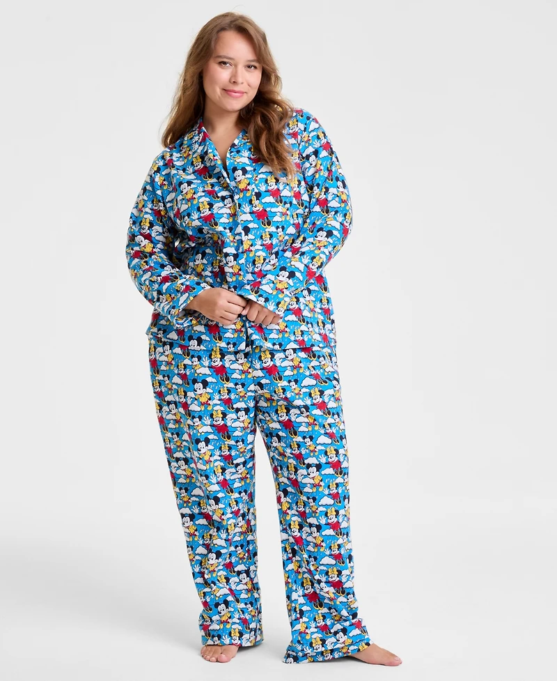 Disney | Macy's Plus Mickey Mouse & Minnie Flannel Pajama Set, Exclusive