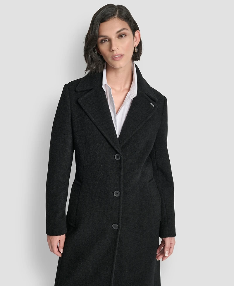 Dkny Women's Maxi Boucle Notch Collar Coat