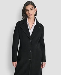 Dkny Women's Maxi Boucle Notch Collar Coat