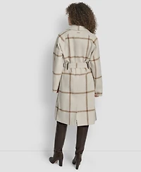 Dkny Petite Belted Notch Collar Coat