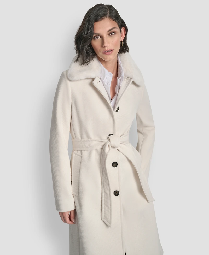 Dkny Women's Single-Breasted Pillow Collar Coat