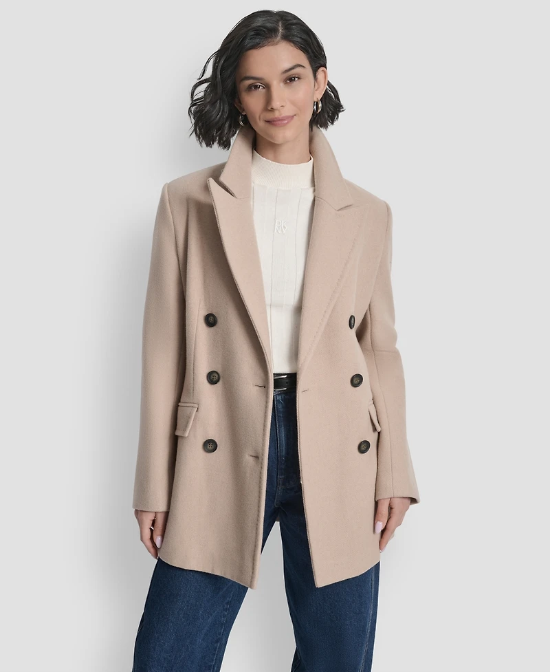 Dkny Women's Short Double-Breasted Belted Coat