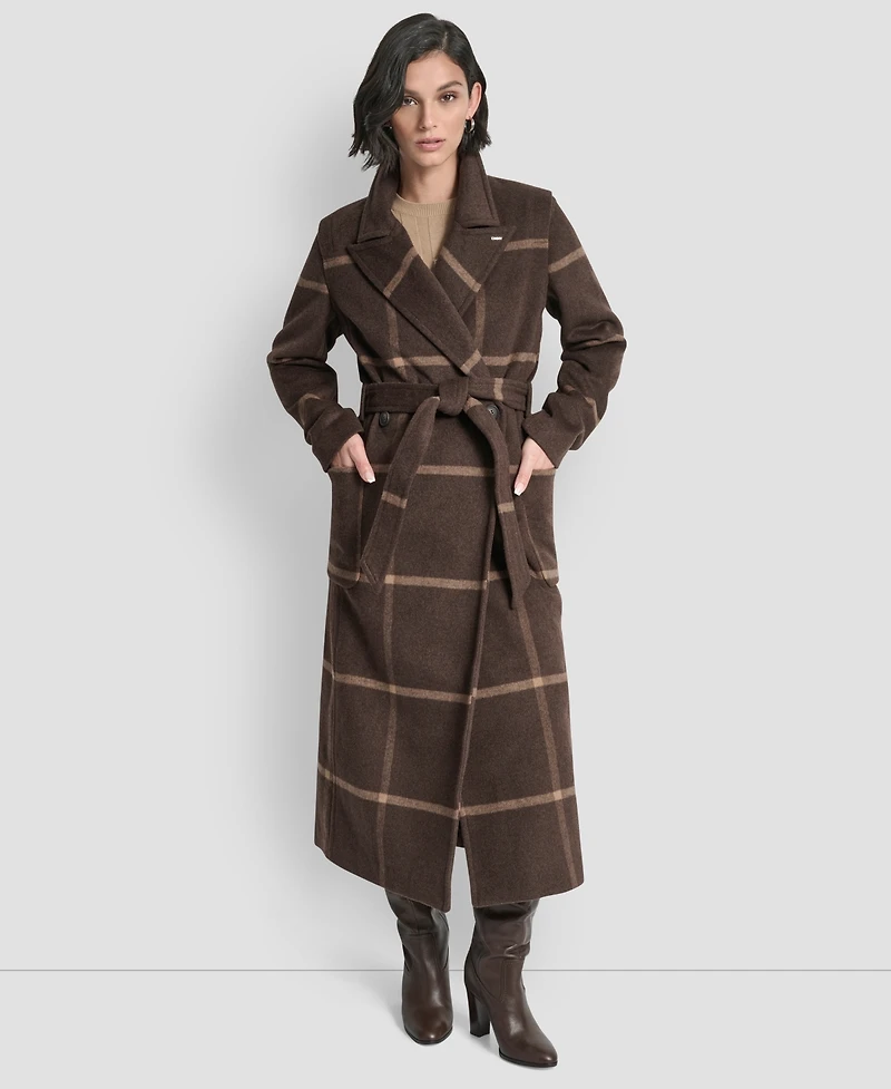 Dkny Women's Notch Collar Belted Wrap Coat