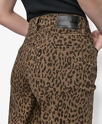 Dkny Jeans Women's Animal Print Mid-Rise Relaxed Straight-Leg Cotton